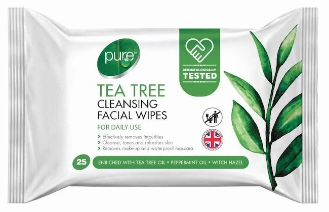 Tea tree facial wipes